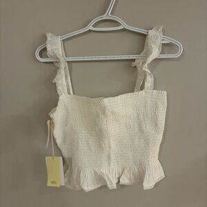 Aritzia Wilfred Pathos White Smocked Top NWT